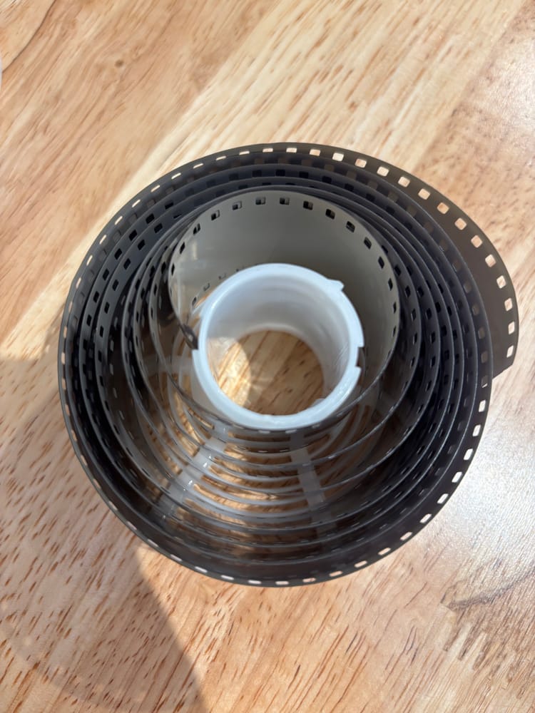 photo film in a spiral on a table