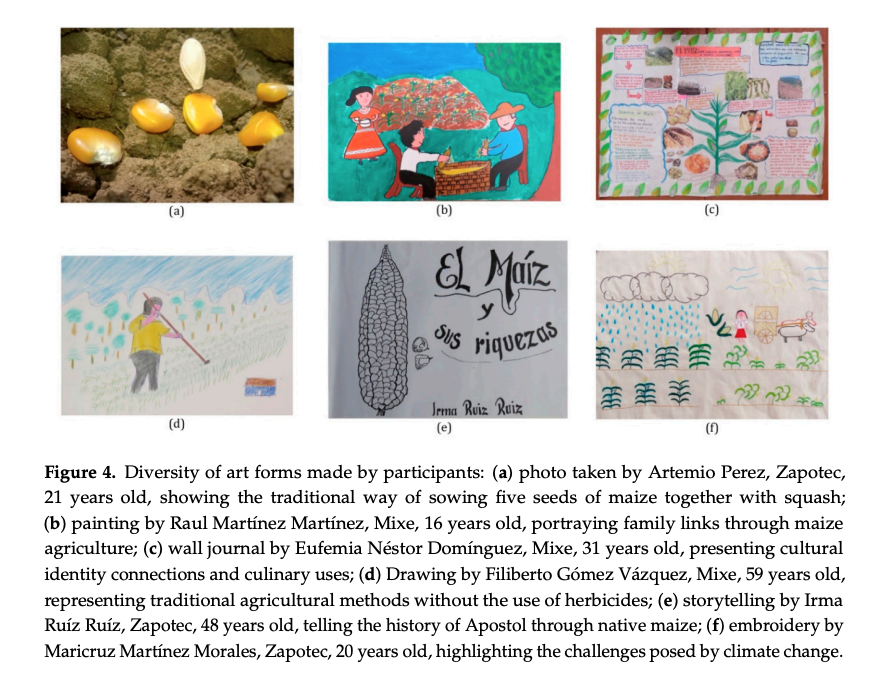 diversity of art form examples that include photography, painting, wall journaling, drawing, storytelling, and embroidery